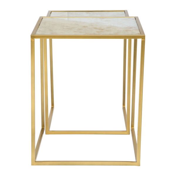 Calais Gold and Mirror Nesting Table, image 4