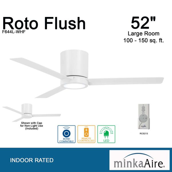 Roto Flush Flat White 52-Inch LED Ceiling Fan, image 6