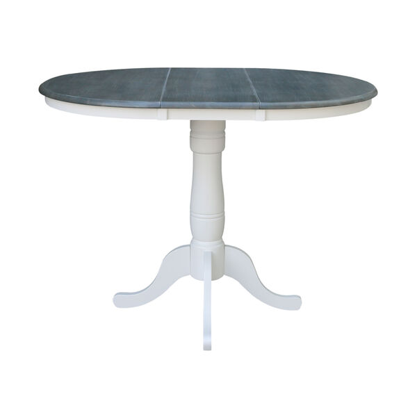 Emily White and Heather Gray 36-Inch Round Extension Dining Table With Four Counter Height Stools, Five-Piece, image 4