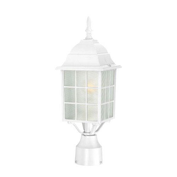 Adams White Finish One Light Outdoor Post Mount with Frosted Glass, image 1