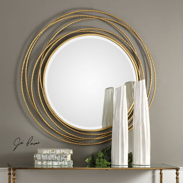 Whirlwind Gold Round Mirror, image 1