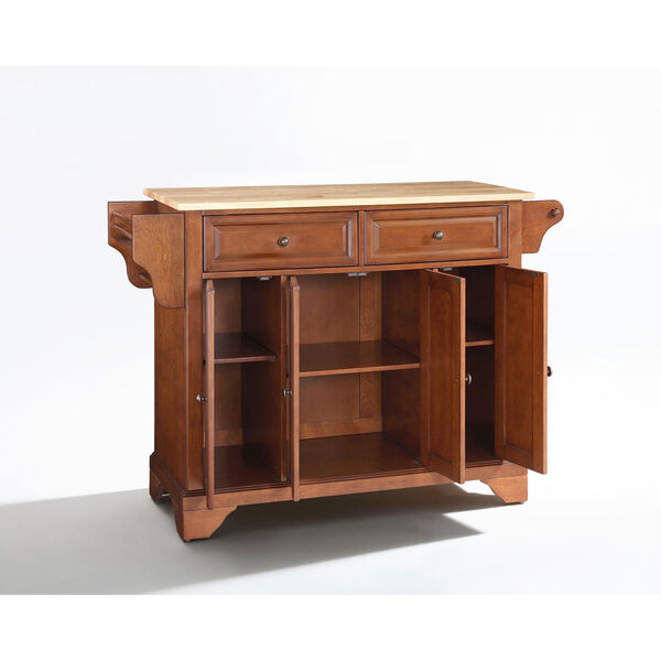 LaFayette Natural Wood Top Kitchen Island in Classic Cherry Finish, image 2