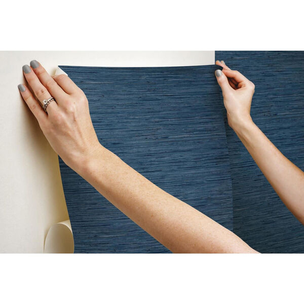 Blue Grass cloth Peel and Stick Wallpaper, image 6