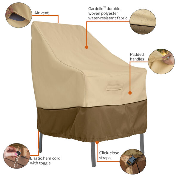 Ash Beige and Brown High Back Patio Chair Cover, Set of 2, image 2