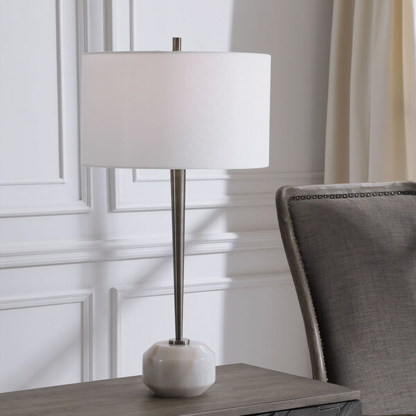 Danes Black Nickel and White One-Light Table Lamp, image 2