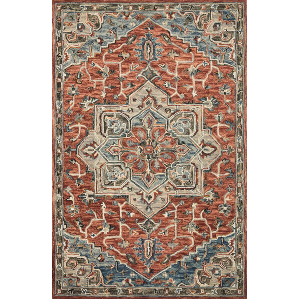 Victoria Red with Multicolor Rectangle: 9 Ft. 3 In. x 13 Ft. Rug, image 1