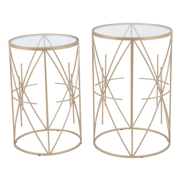 Hadrian Clear and Gold Side Table, Set of Two, image 4