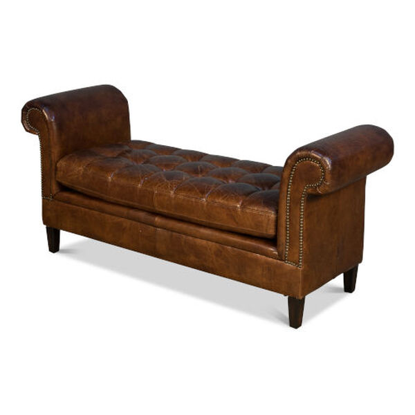 Brown 21-Inch Backless Settee, image 2