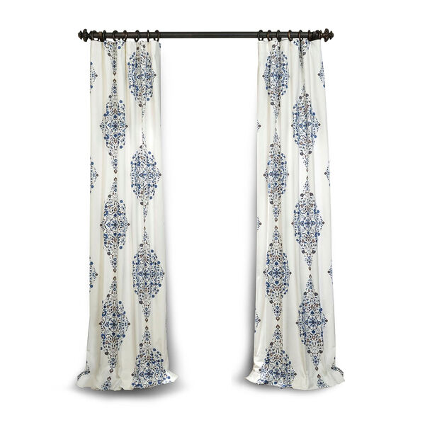 Blue 84 x 50 In. Printed Cotton Twill Curtain Single Panel, image 1