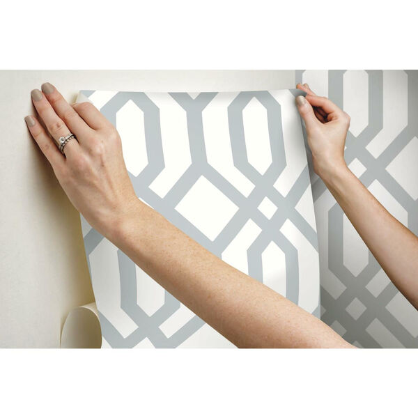 Gazebo Lattice Grey White Peel and Stick Wallpaper - SAMPLE SWATCH ONLY, image 3