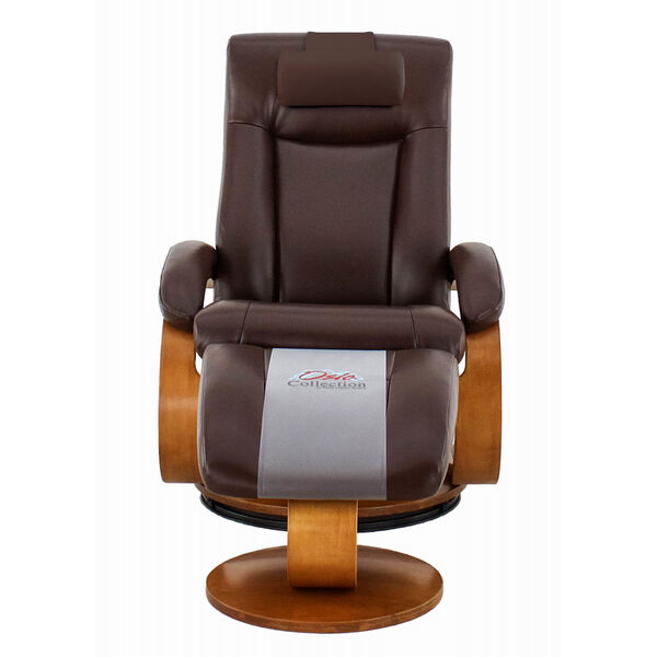 Selby Walnut Whisky Breathable Air Leather Manual Recliner with Ottoman and Cervical Pillow, image 5