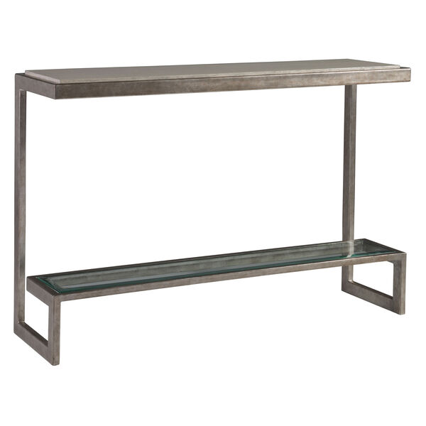 Signature Designs Light Gray and Silver Leaf Soiree Console, image 1