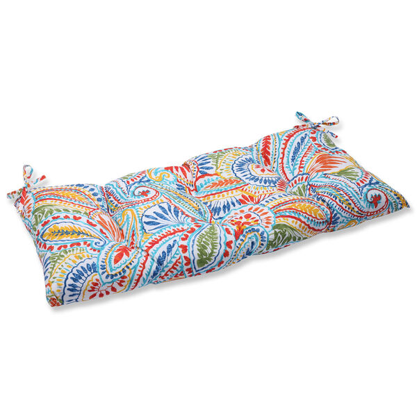 Ummi Multicolor Wrought Iron Outdoor Loveseat Cushion, image 1