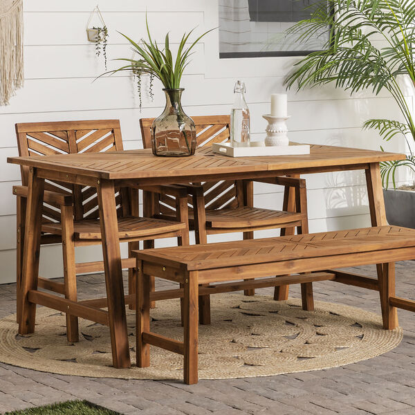Vincent Brown Solid Acacia Wood Patio Dining Set, 4-Piece, image 3