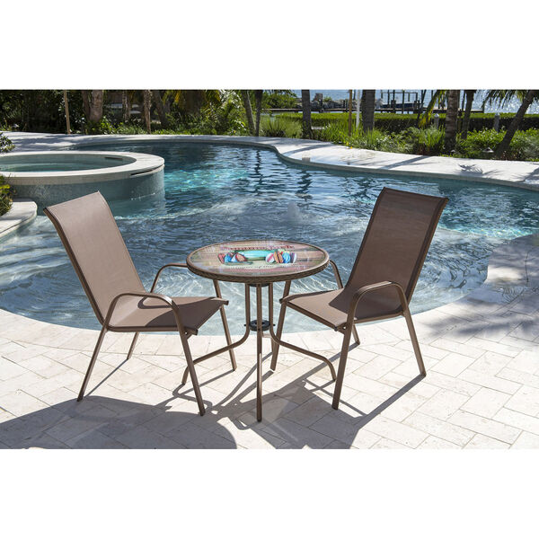 Cafe Espresso Three-Piece Chairman of the Board High Back Sling Bistro Set, image 2