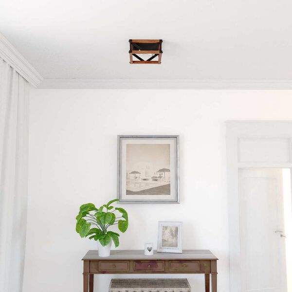 Wade Matte Black and Sycamore Two-Light Square Open Cage Flush Mount, image 3