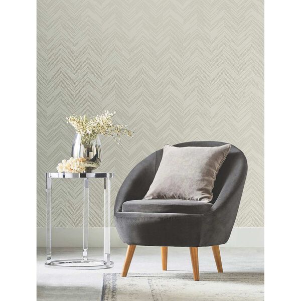 Polished Chevron Cream and Gold Wallpaper, image 1