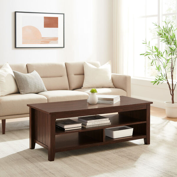 Groove Dark Walnut Grooved Panel Coffee Table with Lower Shelf, image 3