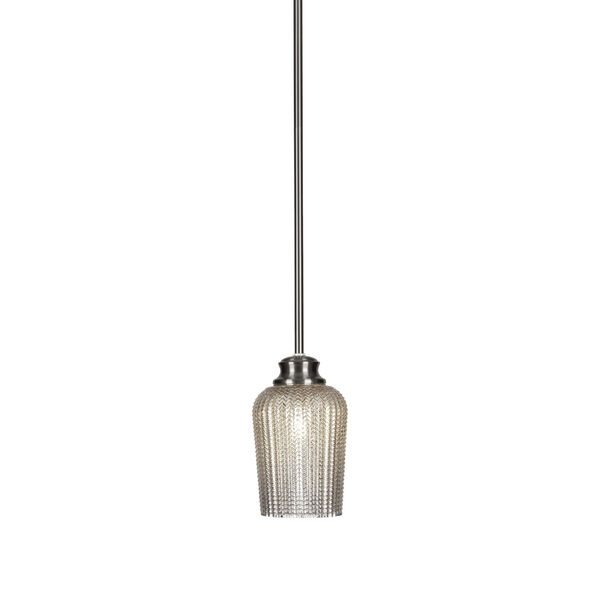 Cordova Brushed Nickel One-Light 9-Inch Stem Hung Mini Pendant with Silver Glass, image 1