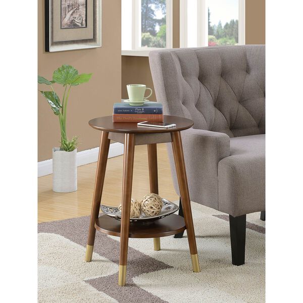 Uptown Espresso Round End Table with Bottom Shelf, image 2