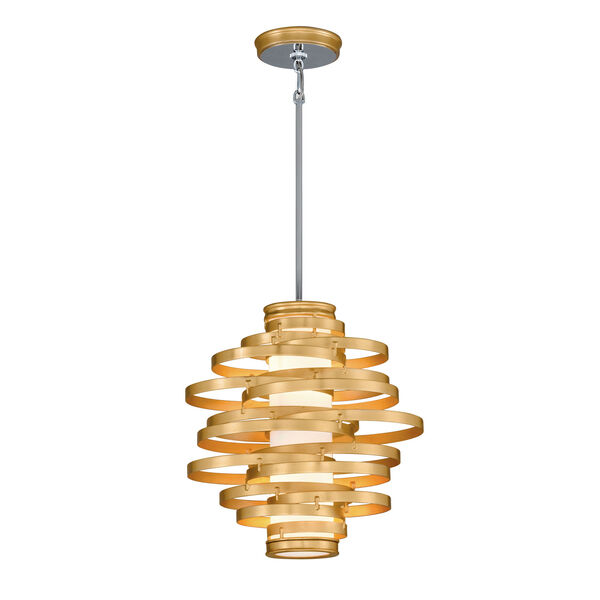 Vertigo Gold Leaf with Polished Stainless Accents 18-Inch LED Pendant, image 1