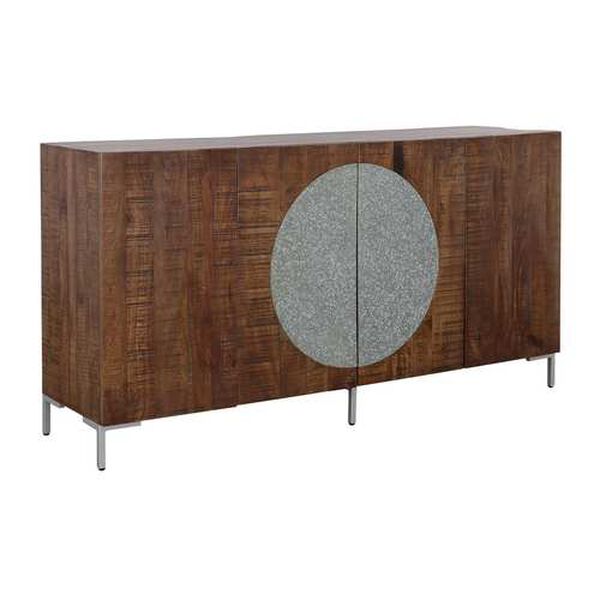 Brown Solid Wood Credenza with Four Doors, image 1