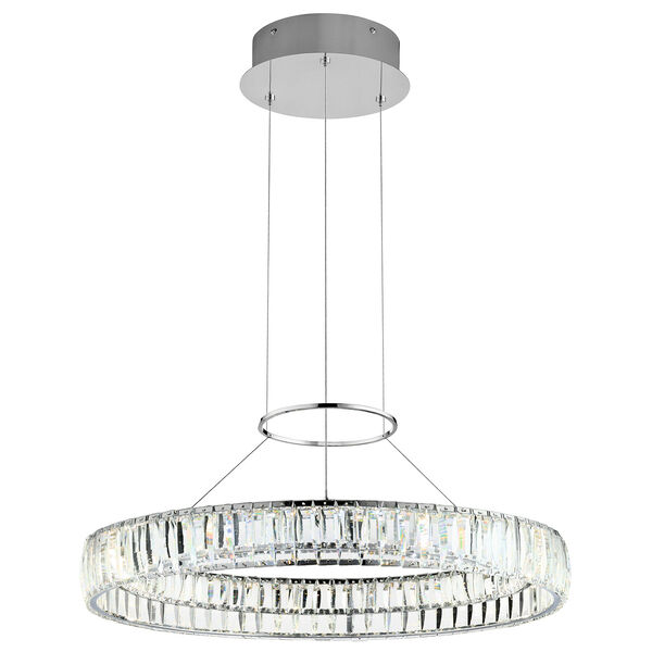 Annette Chrome One-Light LED Pendant with Clear Acrylic Etched Inside Shades, image 1