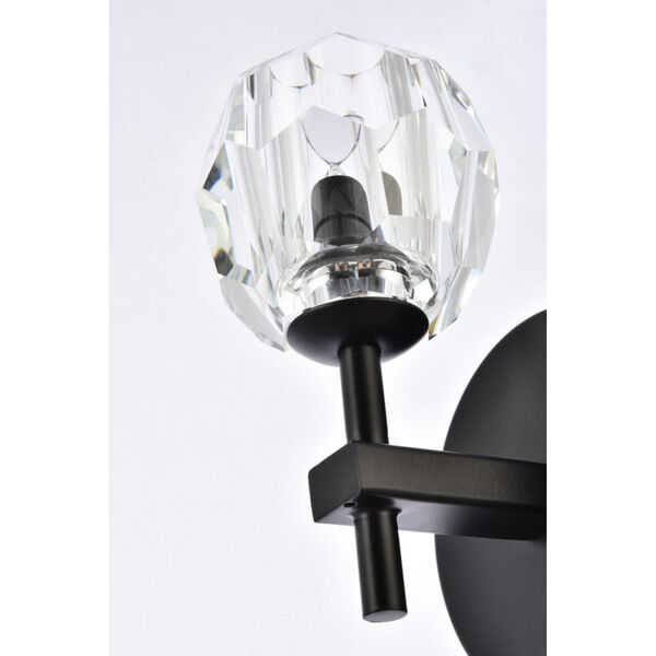 Eren Black One-Light Wall Sconce with Royal Cut Clear Crystal, image 4