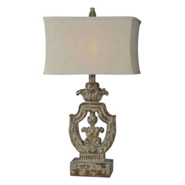 Partridge Distressed Walnut and Cream One-Light Table Lamp Set of Two, image 1