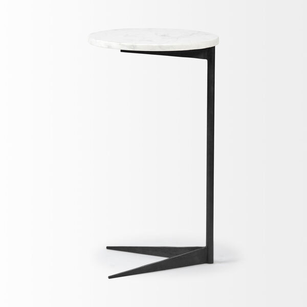 Ballatine II White and Black Round Marble Top End Table, image 4