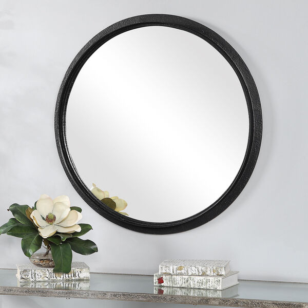 Loring Black Circular Wall Mirror, image 1
