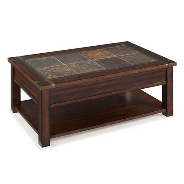 Roanoke Cherry and Slate Lift-Top Cocktail Table with Casters, image 1