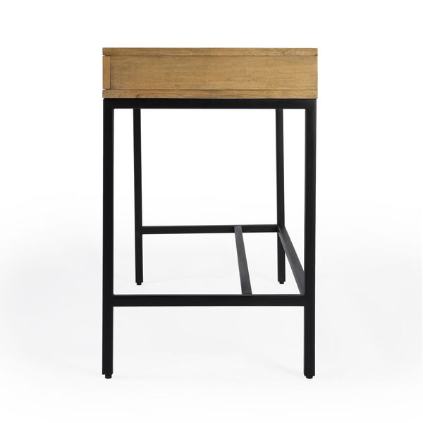 Hans Natural and Black Two-Drawer Writing Desk, image 4