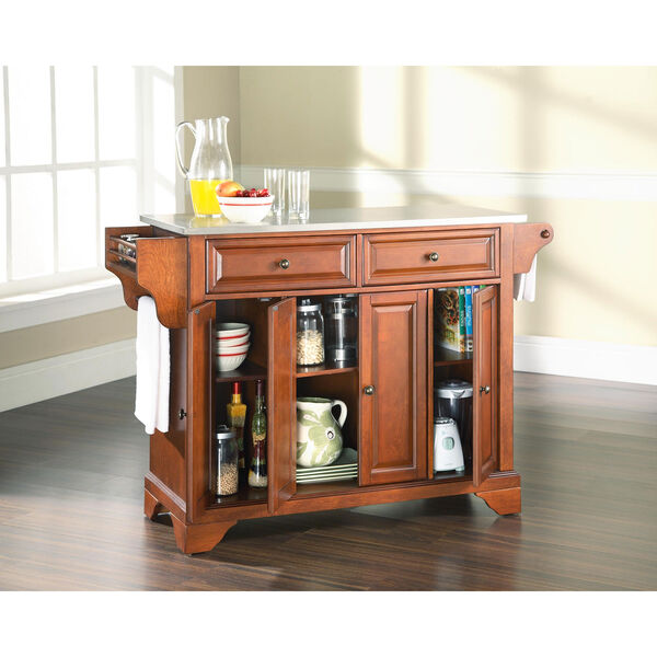 LaFayette Stainless Steel Top Kitchen Island in Classic Cherry Finish, image 5
