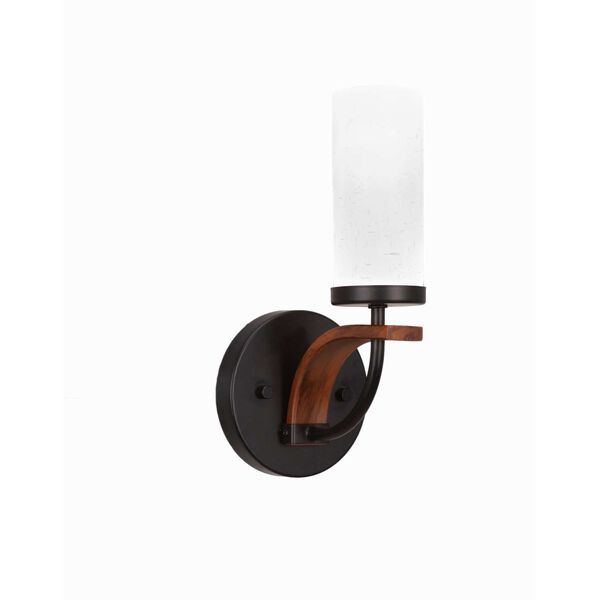 Monterey Matte Black Brown One-Light Wall Sconce with White Muslin Glass, image 1
