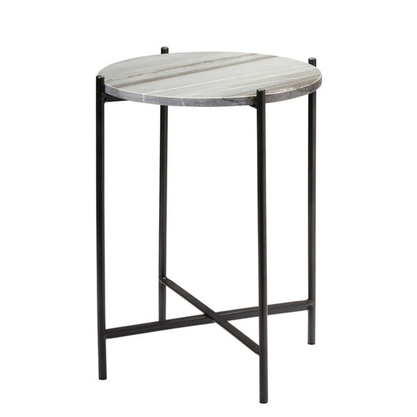 Domain Gray Marble with Black Iron Side Table, image 1