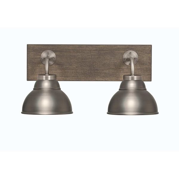 Oxbridge Graphite Brown Two-Light Bath Vanity with Double Bubble Metal Shades, image 1