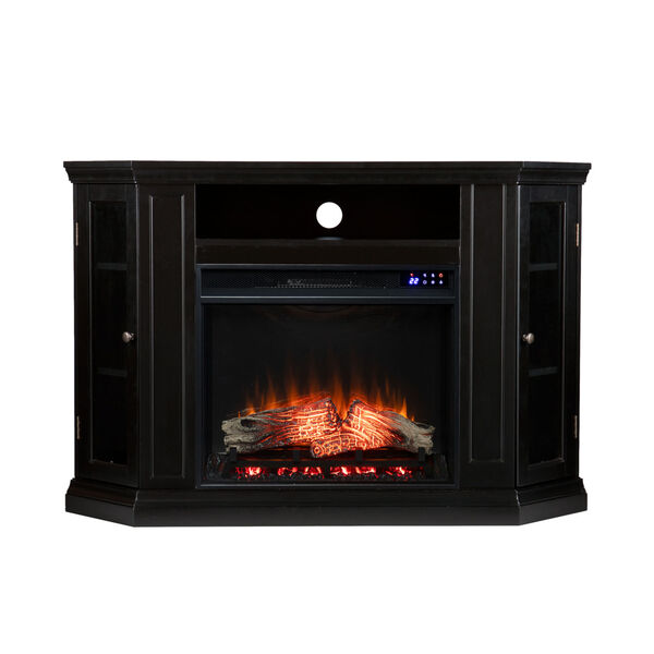 Claremont Black Corner Electric Fireplace with Storage, image 2