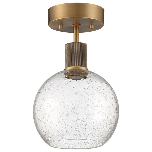 Port Nine Brass-Antique and Satin Intergrated LED Semi-Flush with Clear Glass, image 4