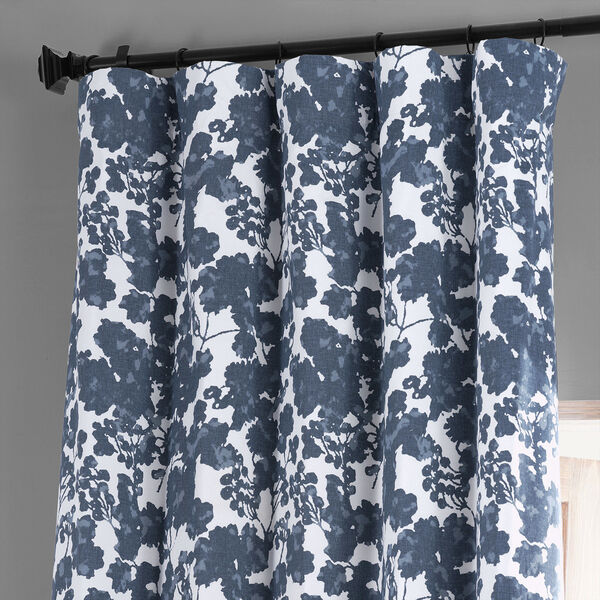 Fleur Blue Printed Cotton Blackout Single Panel Curtain, image 2