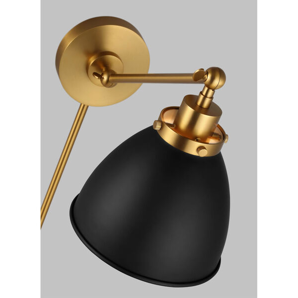 Wellfleet Midnight Black and Burnished Brass One-Light Single Arm Dome Task Sconce, image 2