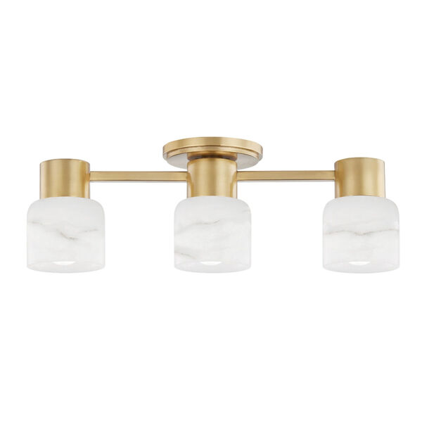 Centerport Aged Brass Three-Light LED Bath Light with Alabaster Shade, image 1