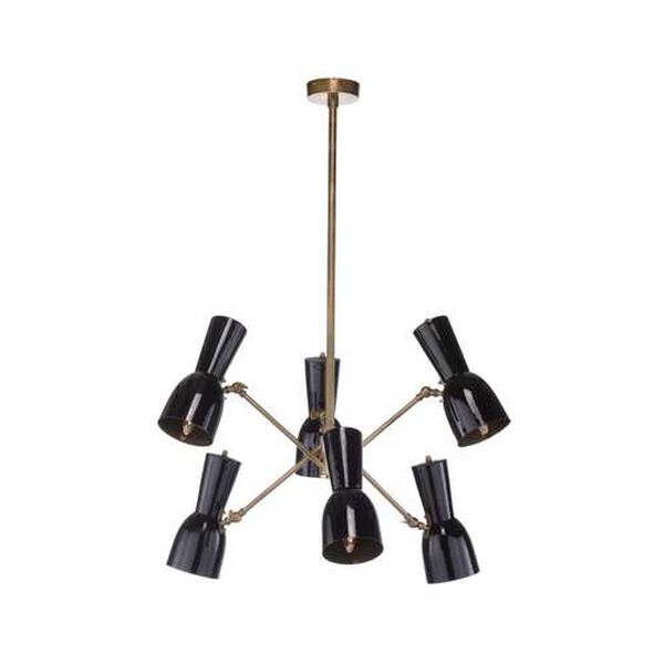 Thayer Matte Black and Gold Six-Light Chandelier, image 1