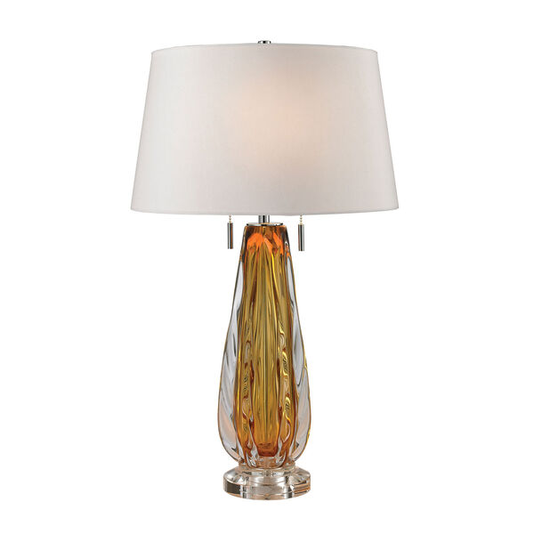Modena Amber Two-Light Table Lamp with White Faux Silk Shade, image 1