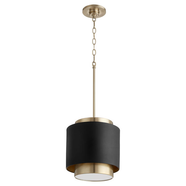 Noir and Aged Brass One-Light 11-Inch Pendant, image 1