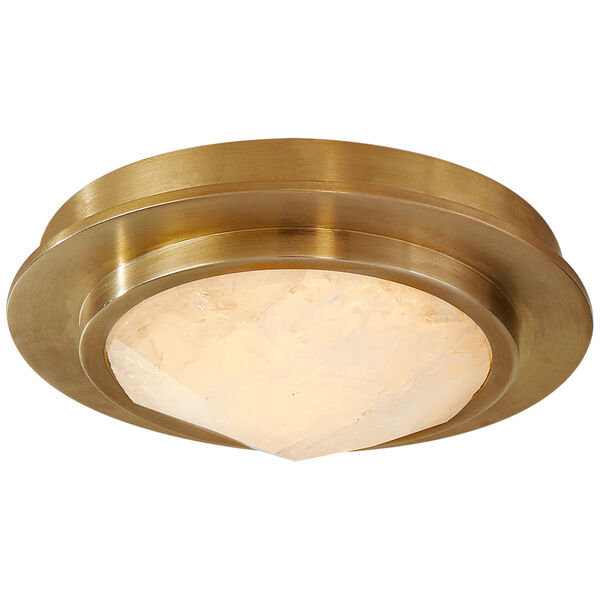 Halcyon 5-Inch Solitaire Bezel Flush Mount in Antique-Burnished Brass and Natural Quartz by Kelly Wearstler, image 1