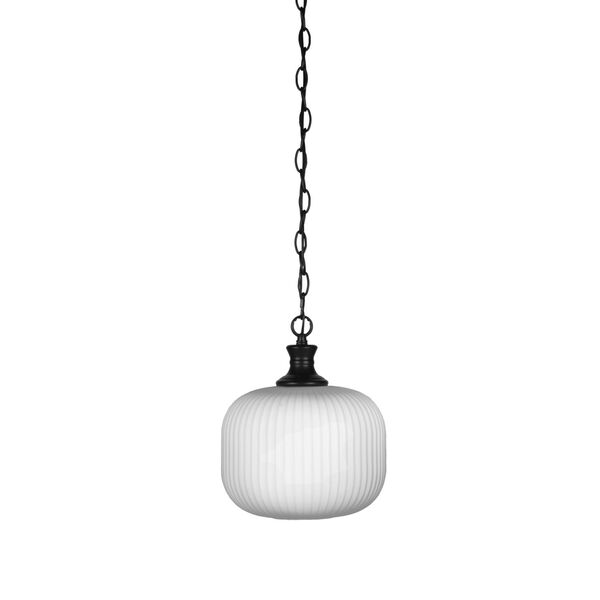 Carina Matte Black 10-Inch One-Light Mini Pendant with Opal Frosted Glass Shade, image 1