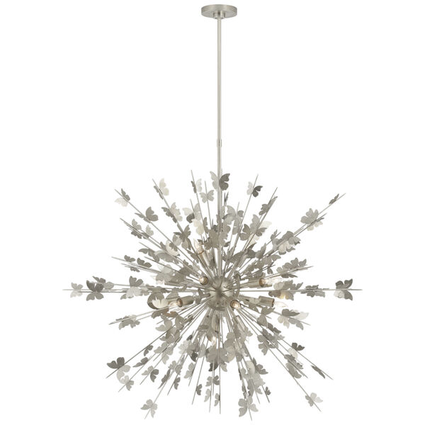 Farfalle Large Chandelier in Burnished Silver Leaf by Julie Neill, image 1