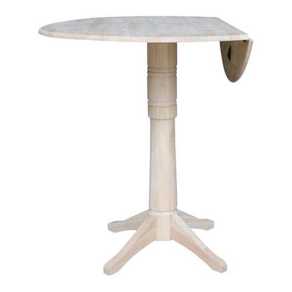 Gray and Beige 42-Inch High Round Dual Drop Leaf Pedestal Table, image 2