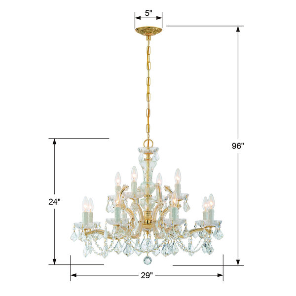 Maria Theresa Gold Twelve Light Chandelier with Clear Hand Cut Crystal, image 5